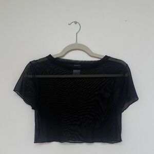 Wild Fable Mesh Black Crop Top